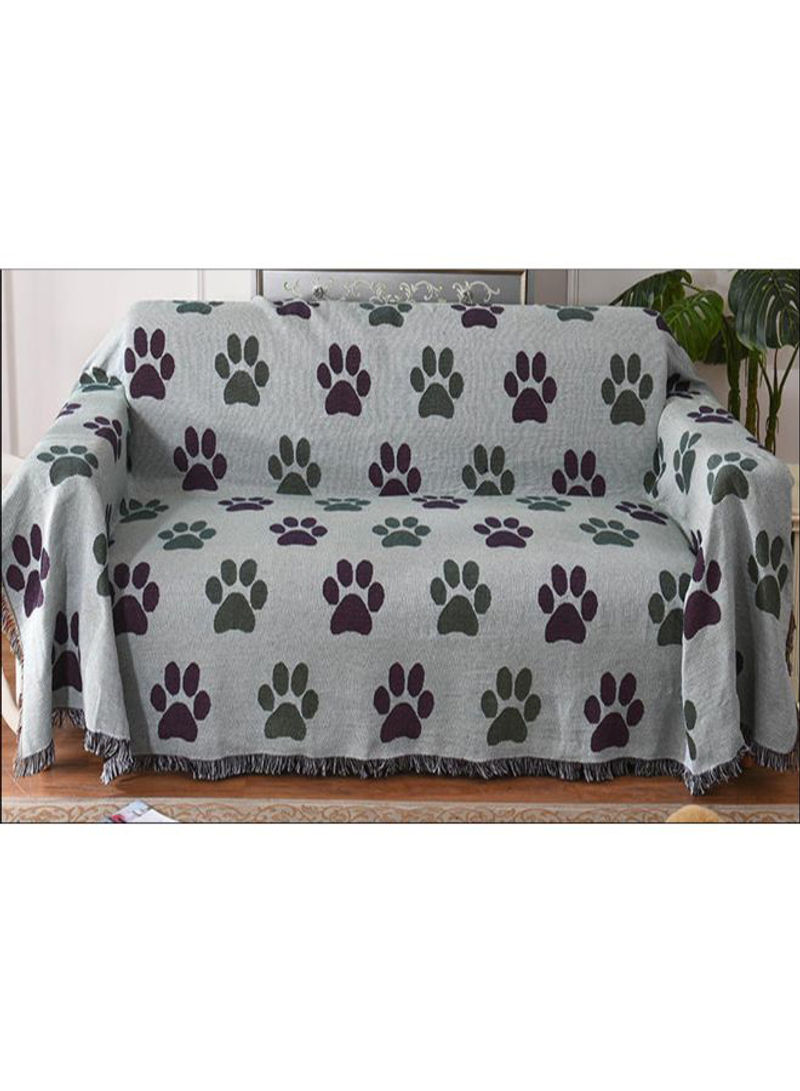 Nordic Style Cat Paw Printed Sofa Slipcover Grey/Green/Brown