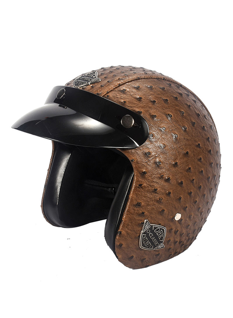 Retro Full Face Windproof & Sandproof Leather Helmet