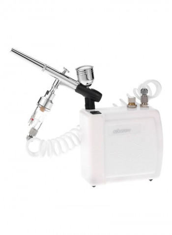 Dual Action Airbrush With Compressor Kit Silver 23.5x12.5x21.5centimeter