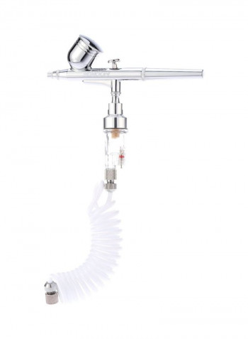 Dual Action Airbrush With Compressor Kit Silver 23.5x12.5x21.5centimeter
