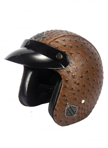 Retro Full Face Windproof & Sandproof Leather Helmet