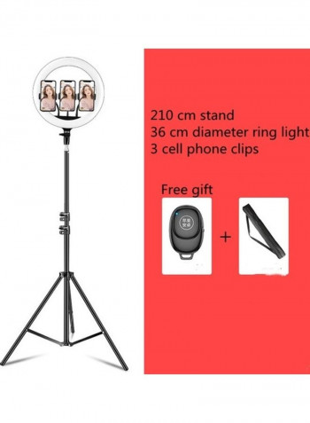 2-Piece Phone Clip Selfie Photography Ring Light Set Black/White