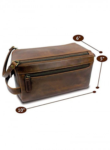 Travel Dopp Toiletry Bag Brown 4.3X9.3X5inch