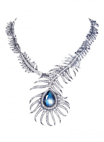 Peacock Feather Teardrop Statement Necklace