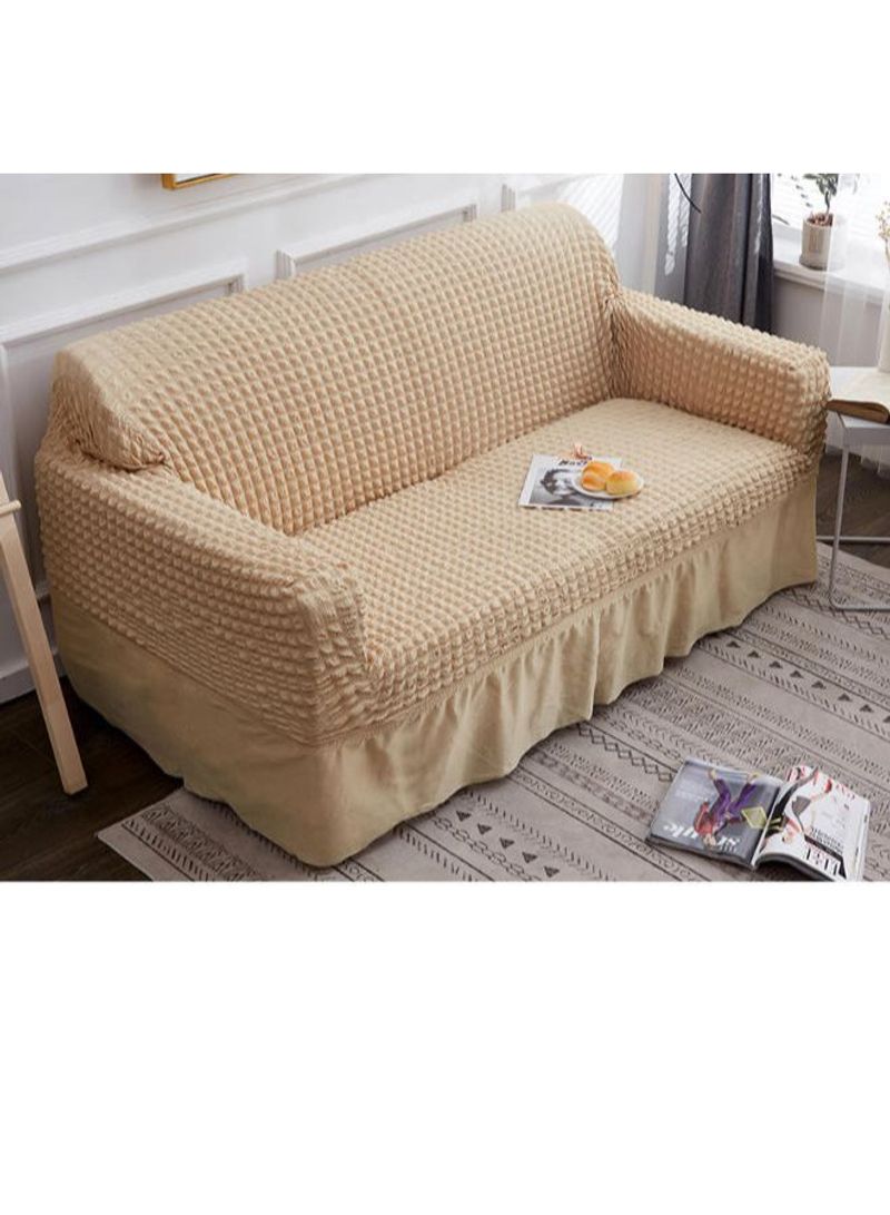 Rustic Pattern Soft Sofa Slipcover Beige 170-230centimeter