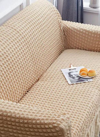 Rustic Pattern Soft Sofa Slipcover Beige 170-230centimeter
