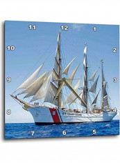 Coast Guard Boat Printed Wall Clock Multicolour 13x13x0.1inch
