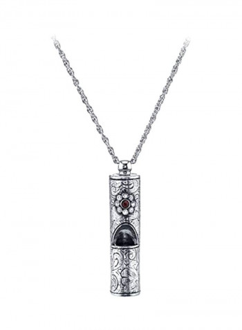 Crystal Studded Pewter Whistle Pendant Necklace