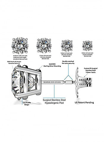 Pack Of 4 Sterling Silver Swarovski Zirconia Stud Earrings