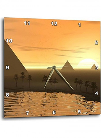 Necropolis Sun Rises Over The Desert Sands Printed Analog Wall Clock Multicolour 13x13x0.1inch