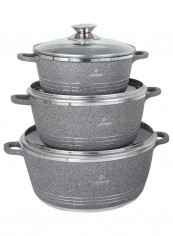6-Piece Cookware Set Including Lids Grey/Silver 40cm