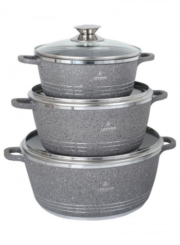 6-Piece Cookware Set Including Lids Grey/Silver 40cm