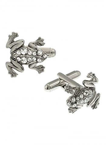 Crystal Studded Frog Shape Cuff Links