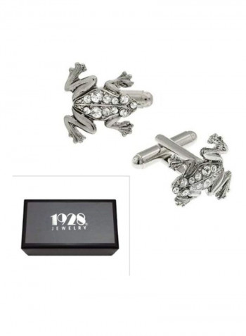 Crystal Studded Frog Shape Cuff Links