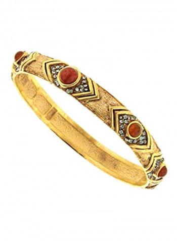 Gold Plated Carnelian And Crystal Studded Bracelet