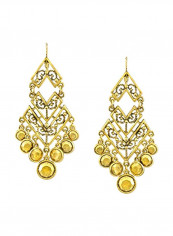 Metal Filigree Fringe Designed Chandelier Earrings ذهبي تقييمات Metal Filigree Fringe Designed Chandelier Earrings ذهبي