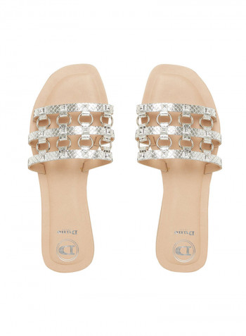 Comfortable Wear Flat Sandals Silver