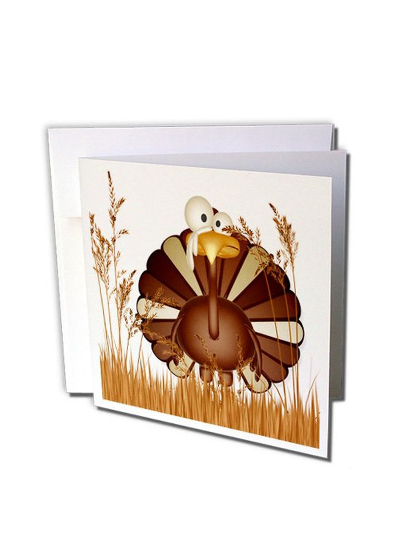 6-Piece Printed Greeting Card Set Brown/White/Gold