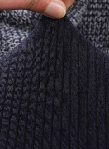 Solid Pattern Knitting Supple Sofa Slipcover Navy 235 - 300centimeter