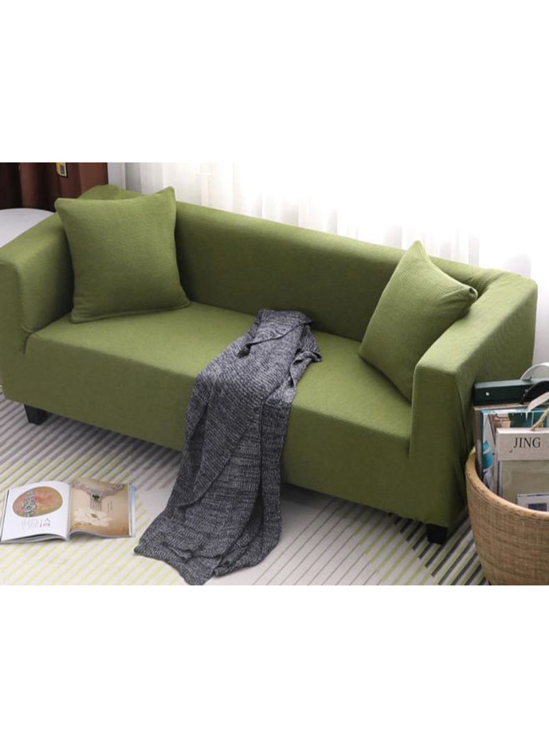 Solid Pattern Sofa Slipcover Green 235-300centimeter