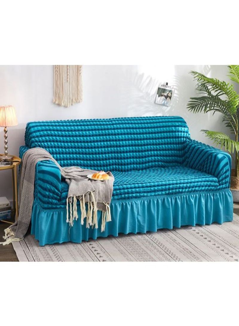 Striped Pattern Sofa Slipcover Blue 190 - 230centimeter