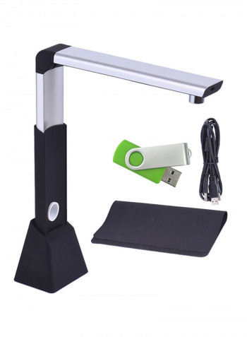 Portable Adjustable High Speed USB Book Image Document Camera Scanner 10 Mega-pixel HD High-Definition Max. A3 Scanning Size with OCR Function LED Light for Classroom Office Library Bank Black