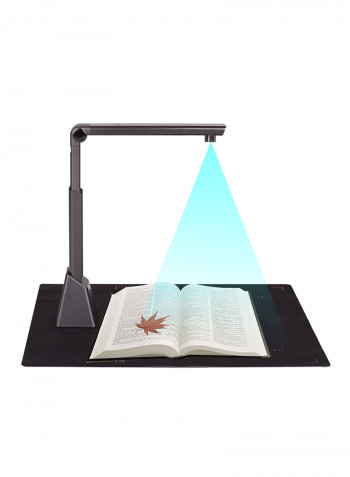 Portable Adjustable High Speed USB Book Image Document Camera Scanner 10 Mega-pixel HD High-Definition Max. A3 Scanning Size with OCR Function LED Light for Classroom Office Library Bank Black