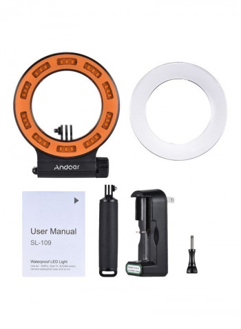 Waterproof LED Diving Fill Light 17.3x14.5x1.7centimeter Black/White