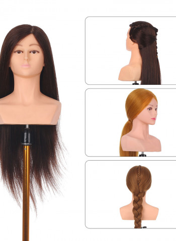 24 Inch Mannequin Head with Shoulder For Salon Cosmetology أسود 36.5 X 18 X 28سم