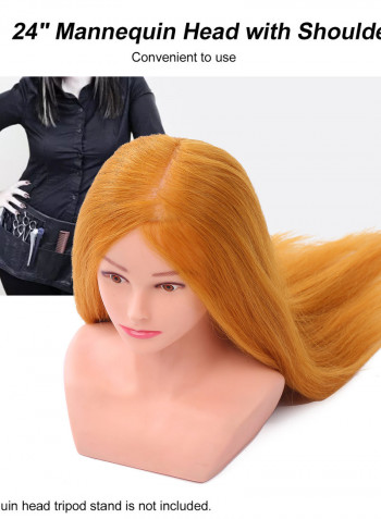 24 Inch Mannequin Head with Shoulder For Salon Cosmetology Light Coffee 36.5 X 18 X 28cm