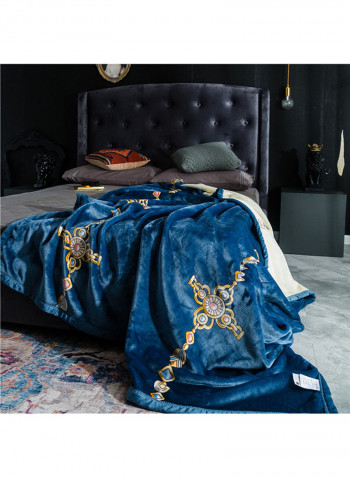 Plaid Pattern Soft Blanket Cotton Blue 150x200centimeter