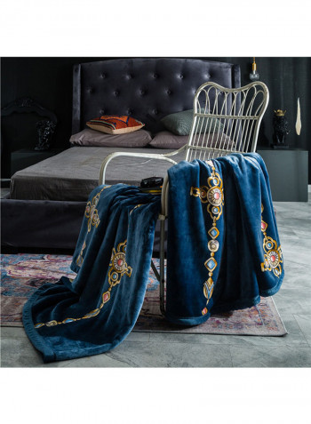 Plaid Pattern Soft Blanket Cotton Blue 150x200centimeter