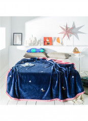 Sail Boat Print Soft Blanket Cotton Blue 150x200centimeter
