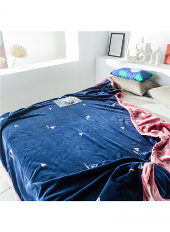 Sail Boat Print Soft Blanket Cotton Blue 150x200centimeter