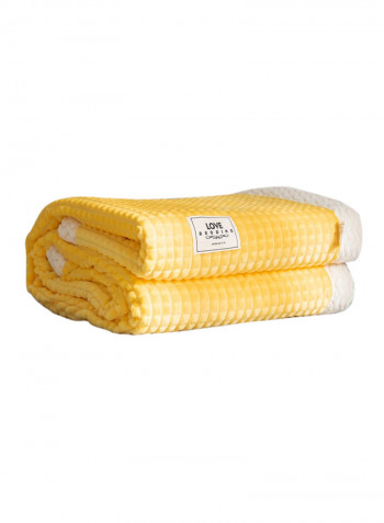 Warm Lattice Thickened Flannel Blanket Cotton Yellow 150x200centimeter