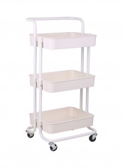 3 Tier Rolling Metal Utility Storage Cart White