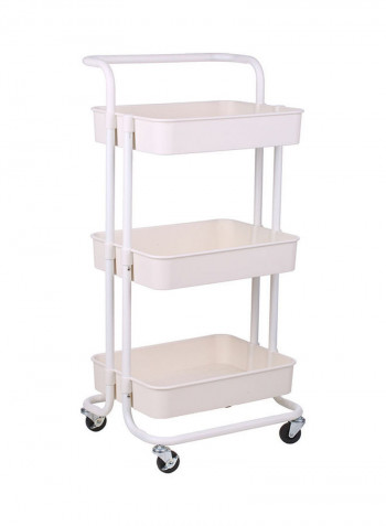 3 Tier Rolling Metal Utility Storage Cart White
