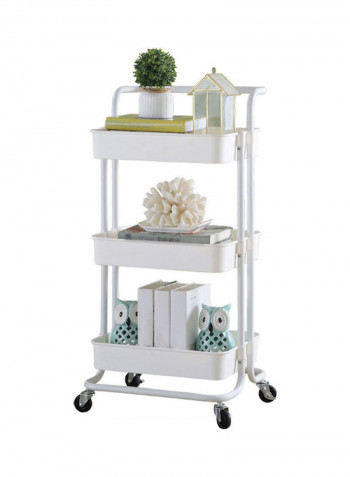 3 Tier Rolling Metal Utility Storage Cart White