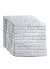 10-Piece Qiangtie 3D Simulation Bricks Patterned Wall Sticker White 70x77centimeter