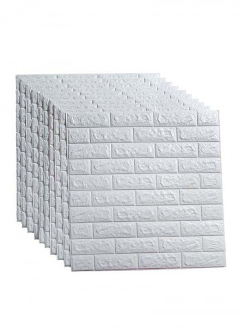 10-Piece Qiangtie 3D Simulation Bricks Patterned Wall Sticker White 70x77centimeter