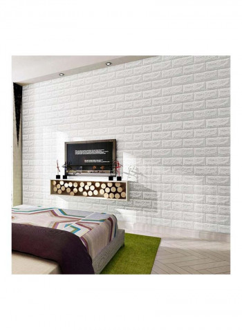 10-Piece Qiangtie 3D Simulation Bricks Patterned Wall Sticker White 70x77centimeter