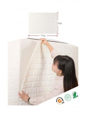 10-Piece Qiangtie 3D Simulation Bricks Patterned Wall Sticker White 70x77centimeter