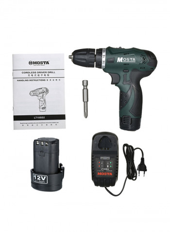 Multifunctional Cordless Electric Drill Kit Green/Black