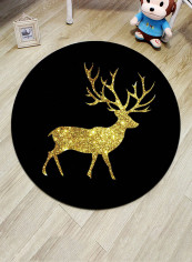 Lovely Deer Pattern Antiskid Mat Black/Gold 100x100centimeter
