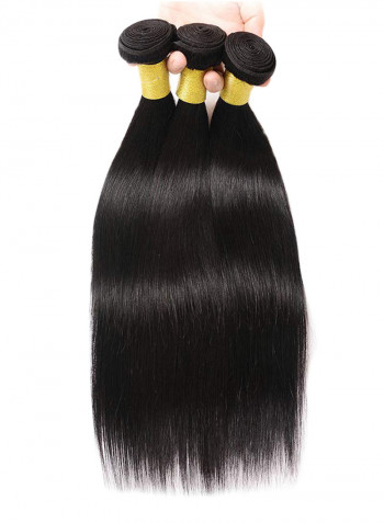 3-Piece Straight Human Hair Extension Black