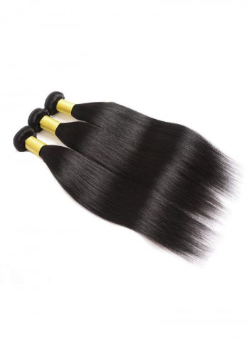 3-Piece Straight Human Hair Extension Black