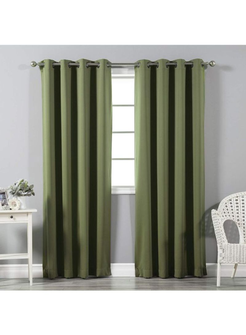 2-Piece Thermal Insulated Blackout Curtain Olive Green 52 x 96inch