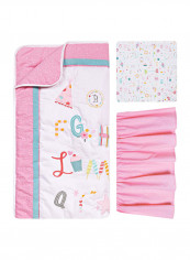 4-Piece Alphabet And Cake Printed Crib Bedding Set