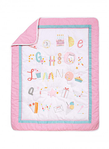4-Piece Alphabet And Cake Printed Crib Bedding Set