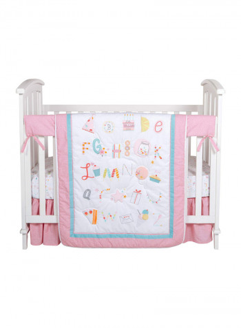 4-Piece Alphabet And Cake Printed Crib Bedding Set